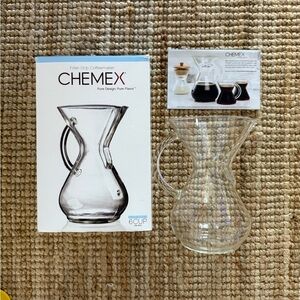 Chemex Glass Handle Coffee Maker, Filter Drip Coffee Pour Over, 6 Cup, NIB